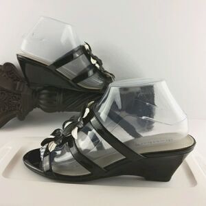 Dress Barn black and white patent leather wedges